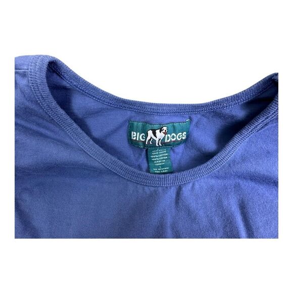 Big Dogs Mens Large Tank Top Script Embroidered Logo 90s Y2K Blue Shirt - Picture 9 of 10